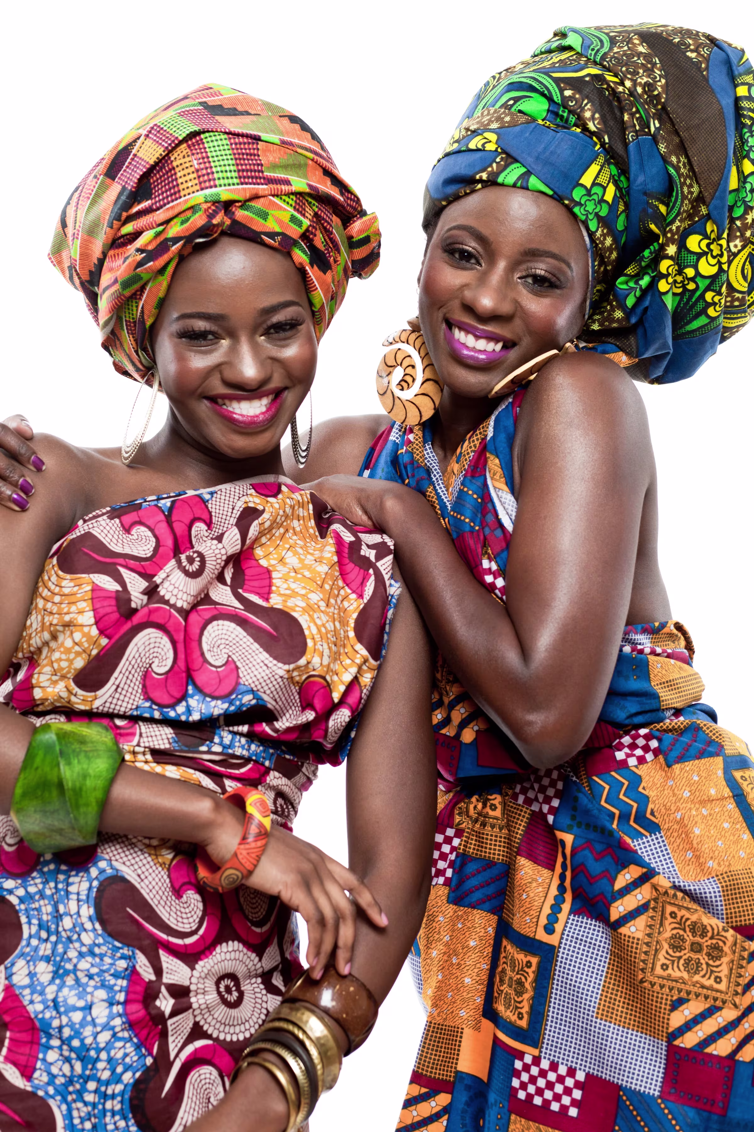 Two young beautiful African fashion models.
